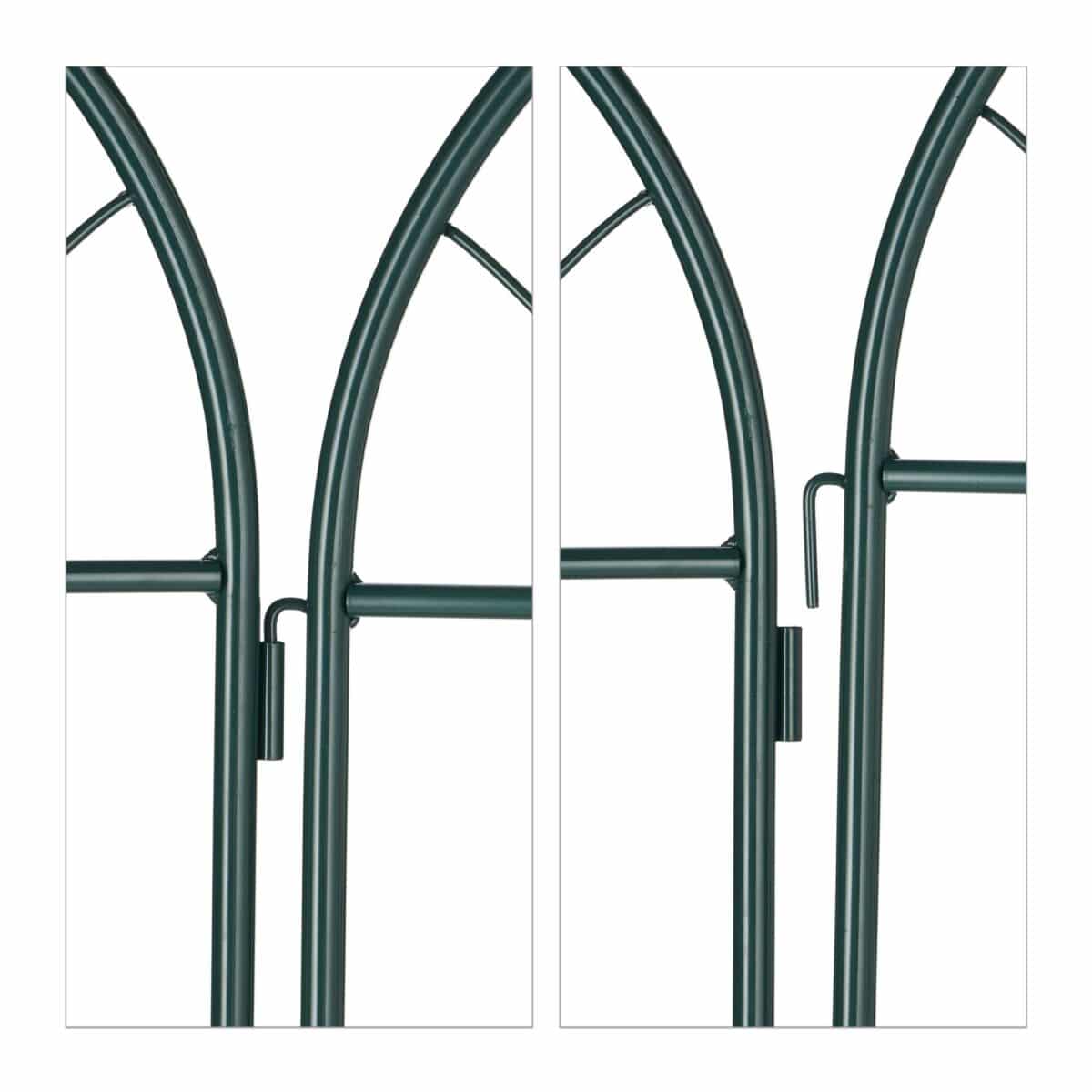 Set 2 arcade metalice de gradina, Relaxdays, negru, 220 cm - imagine 8