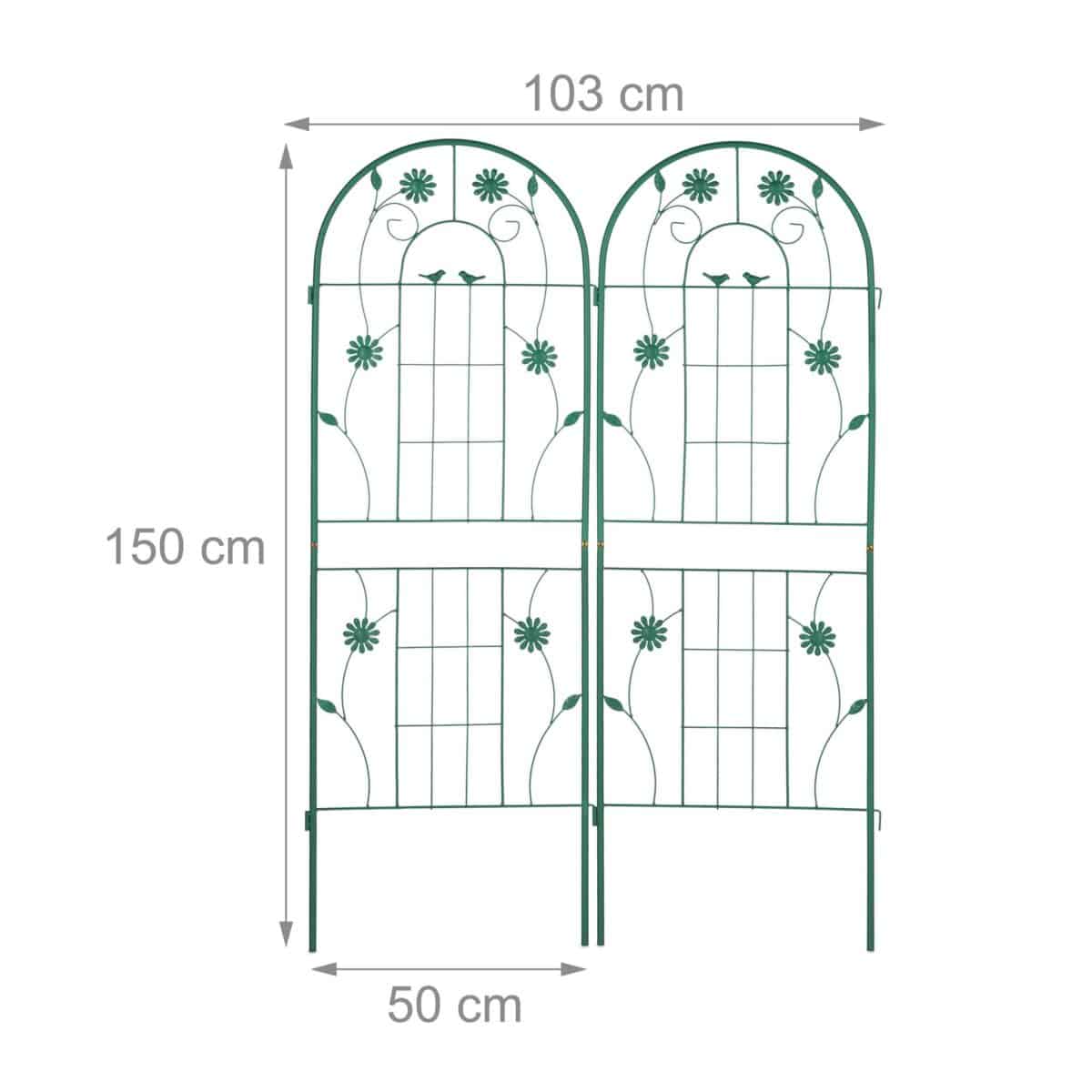 Set 2 spaliere arcade pentru flori cataratoare, fier, Relaxdays, dimensiuni 150 x 103, verde - imagine 6