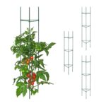 Set 4 spaliere pentru plante cataratoare si rosii, otel, Relaxdays, 150 x 32 x 32, verde