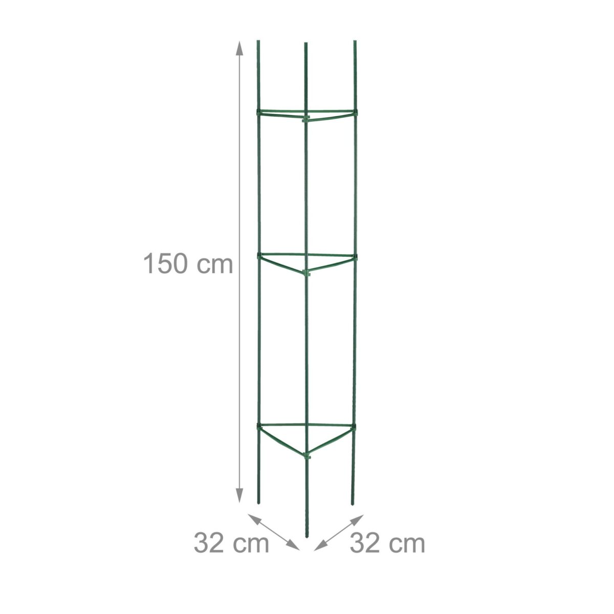 Set 4 spaliere pentru plante cataratoare si rosii, otel, Relaxdays, 150 x 32 x 32, verde - imagine 2
