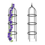 Set 2 suporturi pentru flori de gradina, obelisc, dimensiuni 100 x 25 cm, negru, Relaxdays