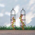 Set 2 suporturi pentru flori de gradina, obelisc, dimensiuni 100 x 25 cm, negru, Relaxdays - imagine 8