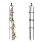 Set 2 suporturi pentru flori de gradina, obelisc, dimensiuni 160 x 20 cm, negru, Relaxdays