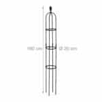 Set 2 suporturi pentru flori de gradina, obelisc, dimensiuni 160 x 20 cm, negru, Relaxdays - imagine 4