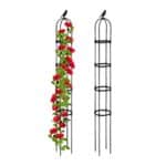 Set 2 suporturi pentru flori de gradina, obelisc, negru, 188 x 24 cm, Relaxdays