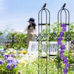 Set 2 suporturi pentru flori de gradina, obelisc, negru, 188 x 24 cm, Relaxdays - imagine 5