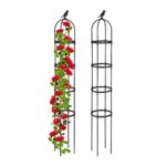 Set 2 suporturi pentru flori de gradina, obelisc, 188 x 30 cm, negru, Relaxdays