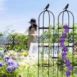 Set 2 suporturi pentru flori de gradina, obelisc, 188 x 30 cm, negru, Relaxdays - imagine 5