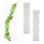 Set 3 spaliere extensibile pentru plante cataratoare, plastic, Relaxdays, 250 x 90 cm, alb