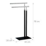 Suport prosoape metalic, design elegant, cu 2 bare, 78 x 44 x 20 cm, negru/gri - imagine 4