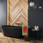 Suport prosoape metalic, design elegant, cu 2 bare, 78 x 44 x 20 cm, negru/gri - imagine 5