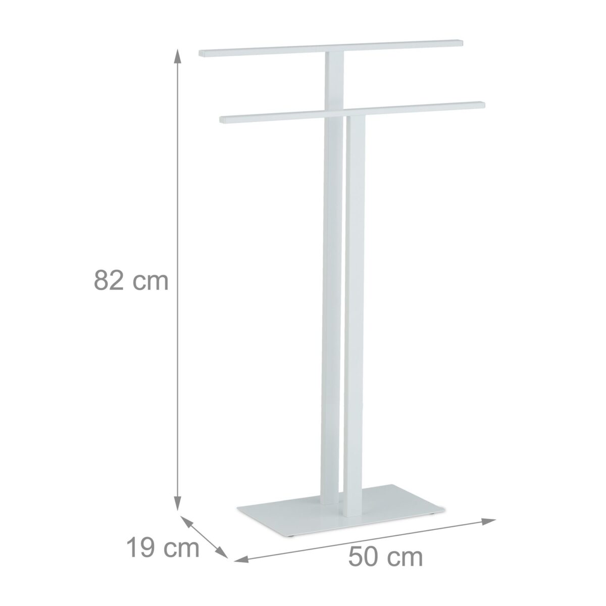 Suport metalic pentru prosoape, doua brate, alb,  82 x 50 x 19 cm - imagine 4
