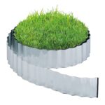 Bordura separatoare pentru gazon, 15 m, fier galvanizat, argintiu