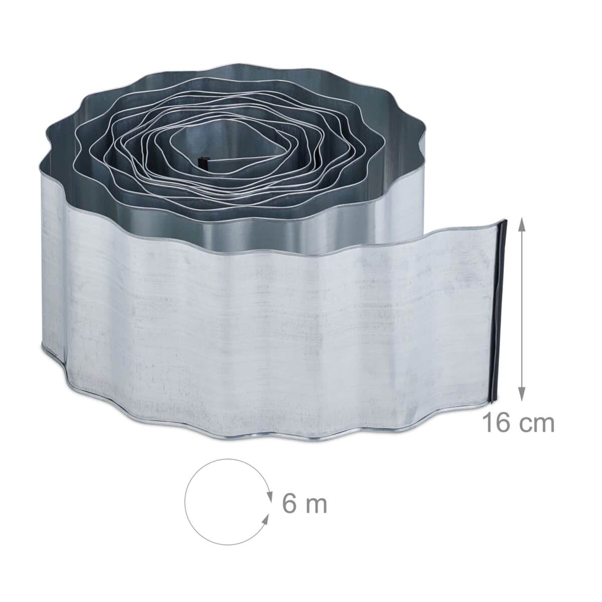 Bordura separatoare pentru gazon, 6 m, fier galvanizat, argintiu - imagine 4