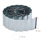 Bordura separatoare pentru gazon, 15 m, fier galvanizat, argintiu - imagine 2