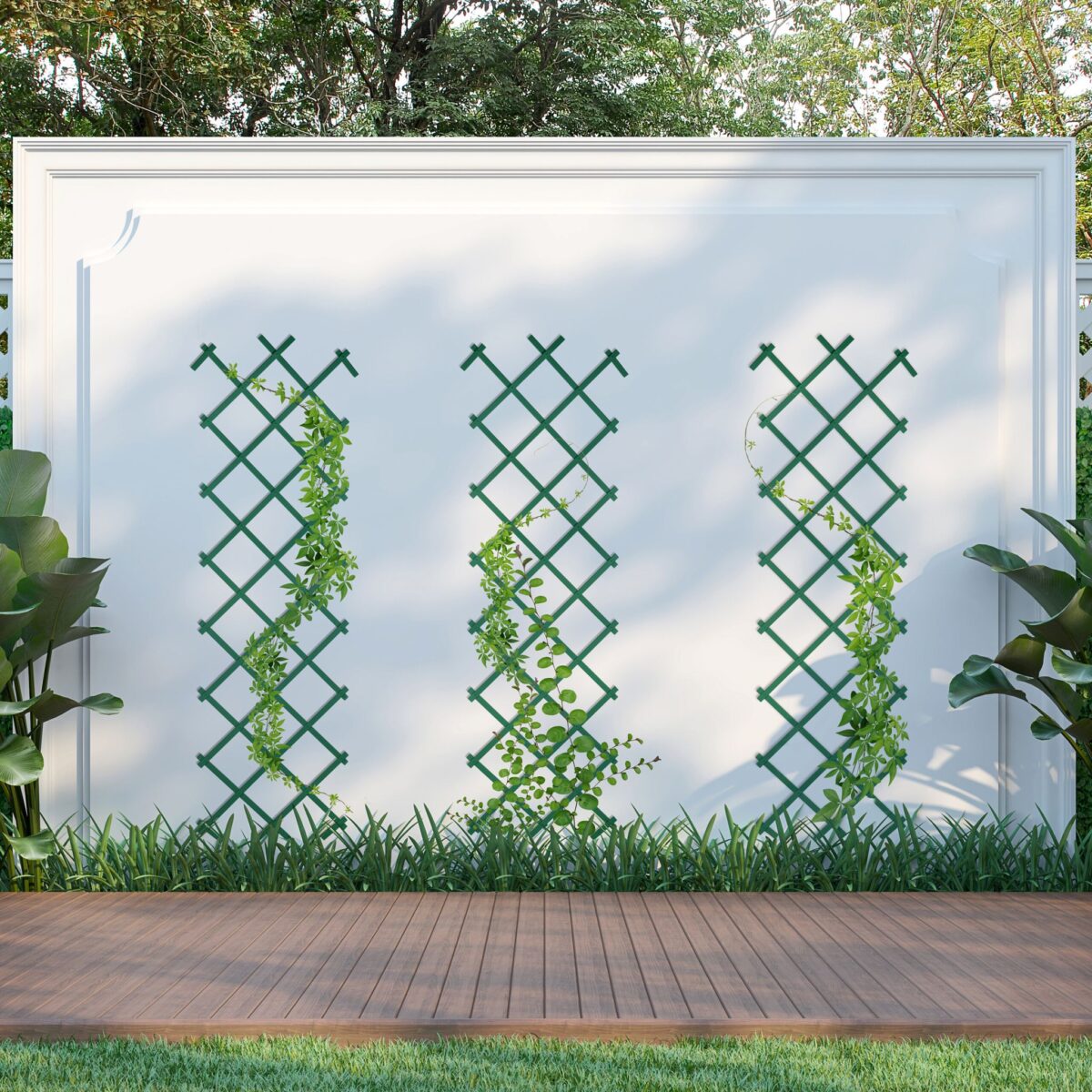 Set 3 spalieri extensibili pentru plante Relaxdays, verde, 180x60 cm - imagine 6