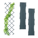 Set 3 spalieri extensibili pentru plante Relaxdays, gri, 180x60 cm