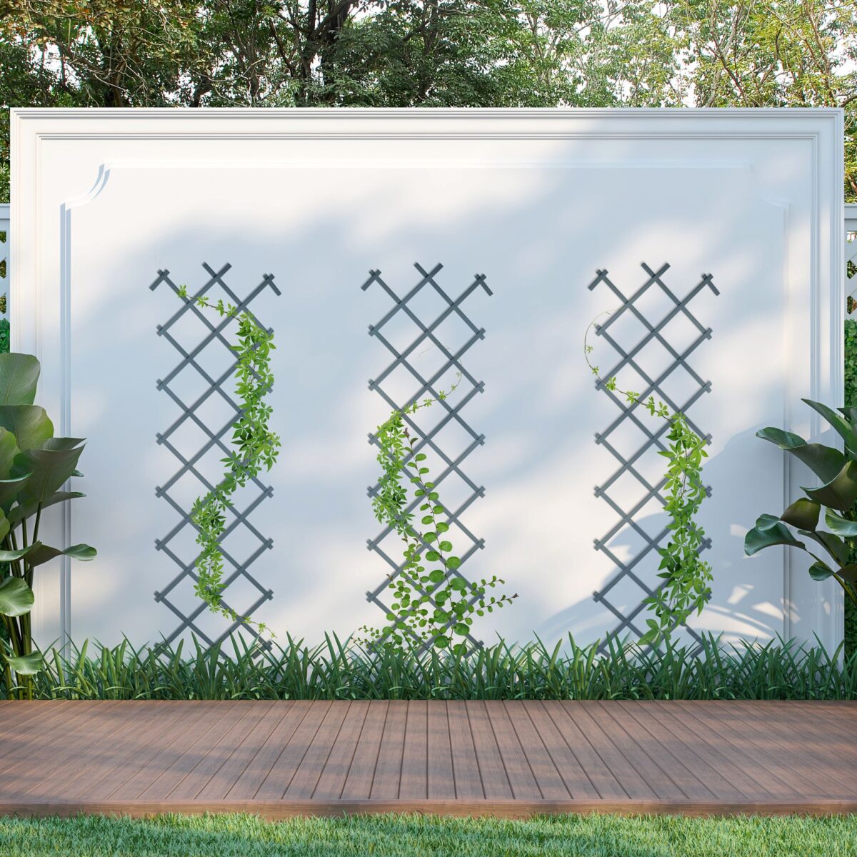 Set 3 spalieri extensibili pentru plante Relaxdays, gri, 180x60 cm - imagine 6
