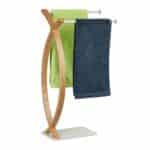 Suport prosoape, 2 brate, natur/alb, 79,5 x 42 x 28 cm