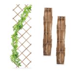 Set 3 spaliere extensibile pentru plante, Relaxdays, lemn, dimensiuni 180 x 60 x 1.5 cm, maro