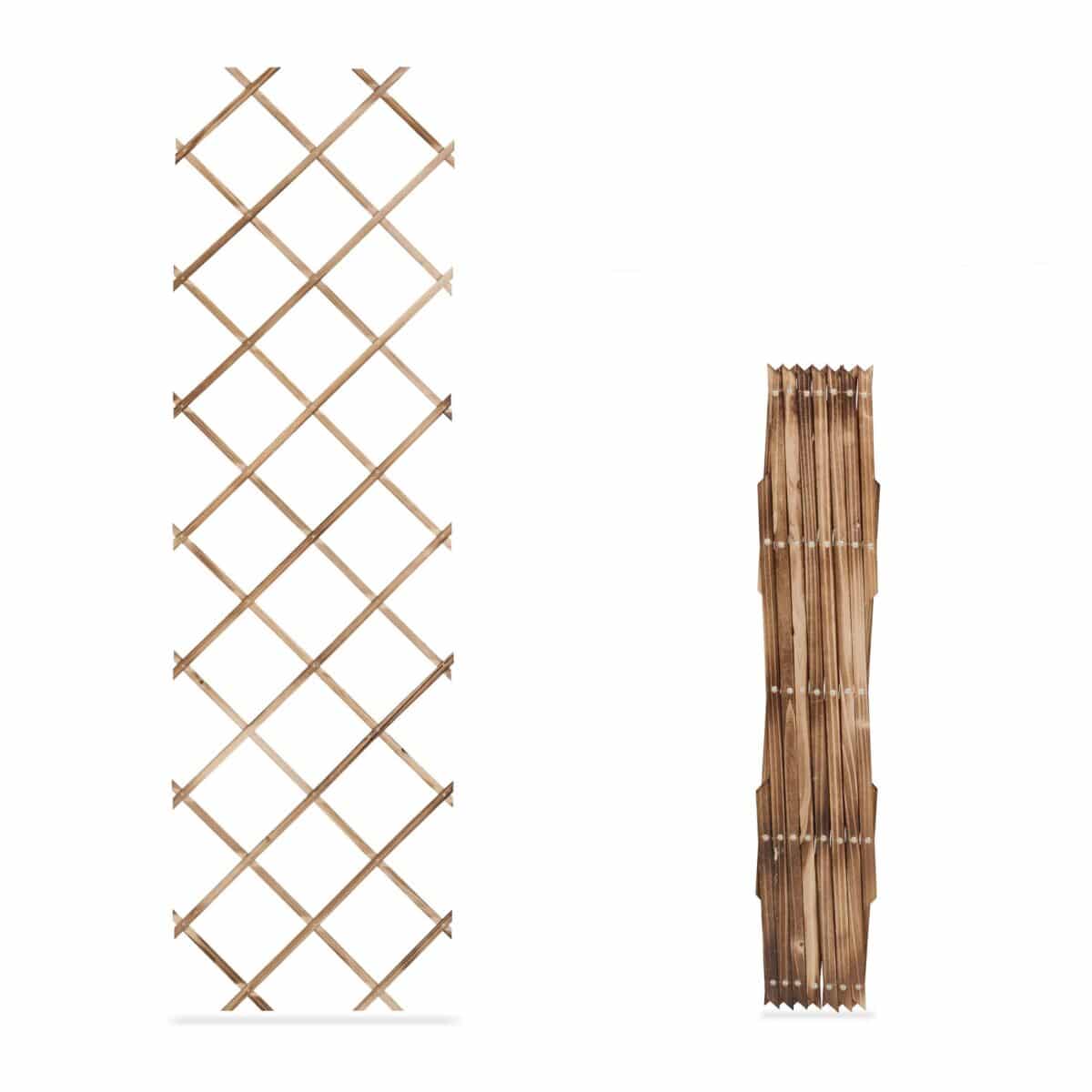 Set 3 spaliere extensibile pentru plante, Relaxdays, lemn, dimensiuni 180 x 60 x 1.5 cm, maro - imagine 6