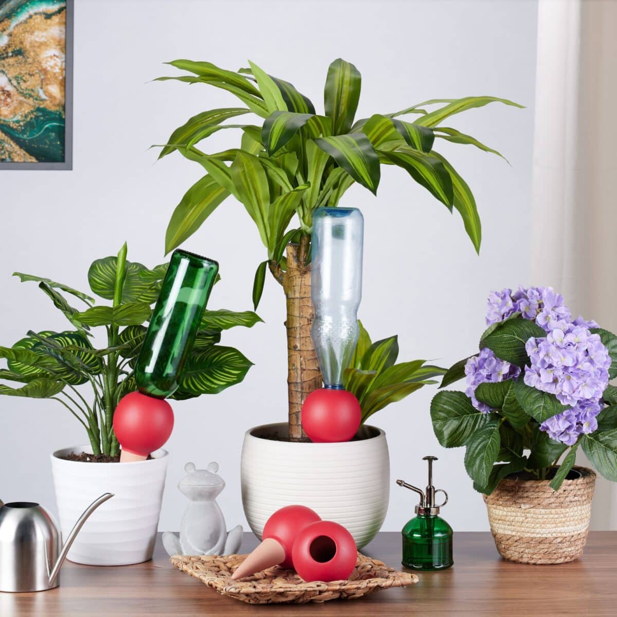 Set 4 conuri mari, de lut, pentru irigatii plante,  18 x 9 cm, rosu - imagine 5