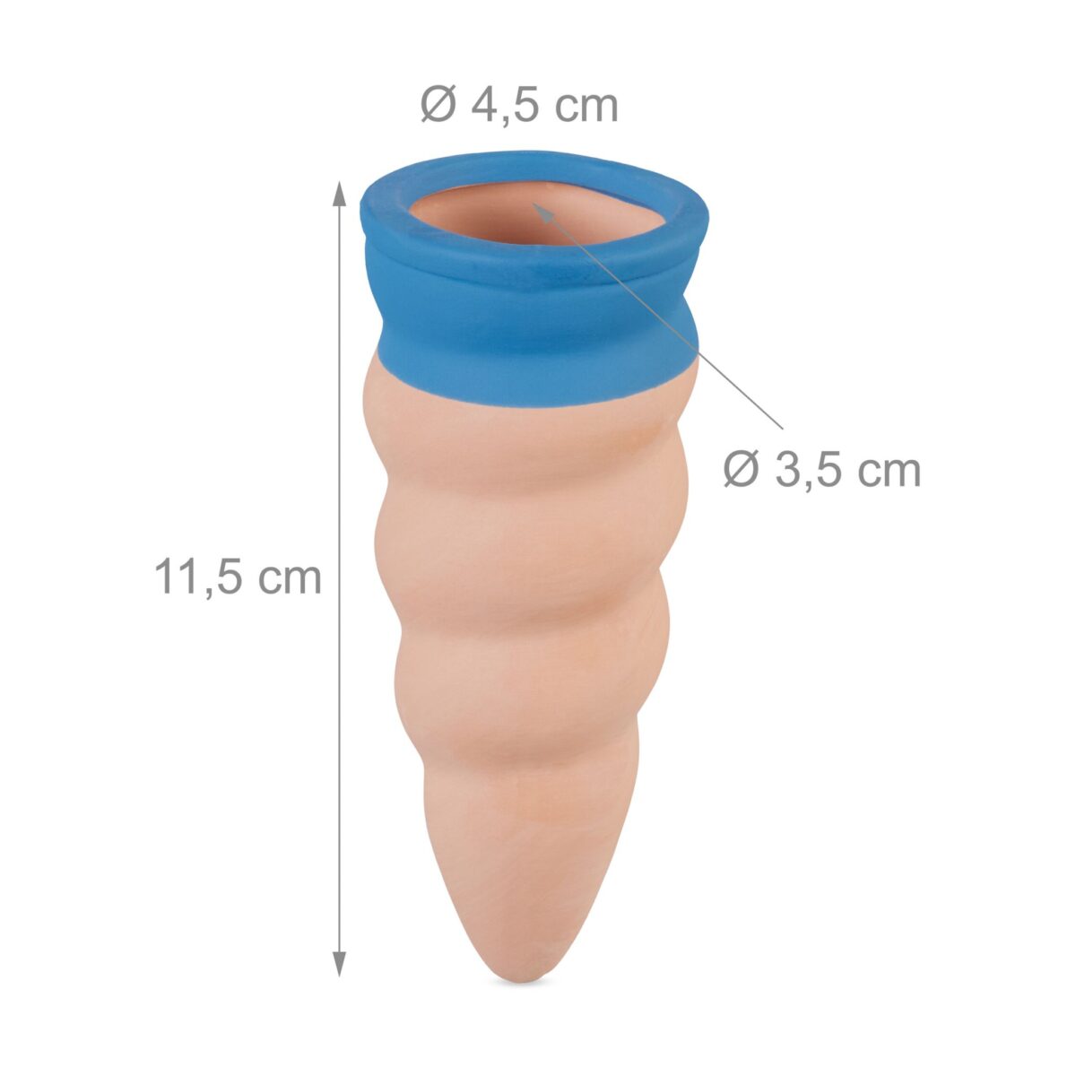 Set 4 conuri mari, de lut, pentru irigatii plante, 11,5 x 4,5 cm, albastru - imagine 4
