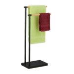 Raft metalic pentru prosoape, 2 bare, 78 x 36,5 x 20 cm, natur/negru