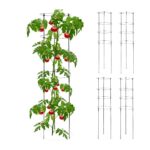 Set 5 spaliere pentru plante cataratoare si rosii, fier/plastic, Relaxdays, 120 x 28 cm, negru