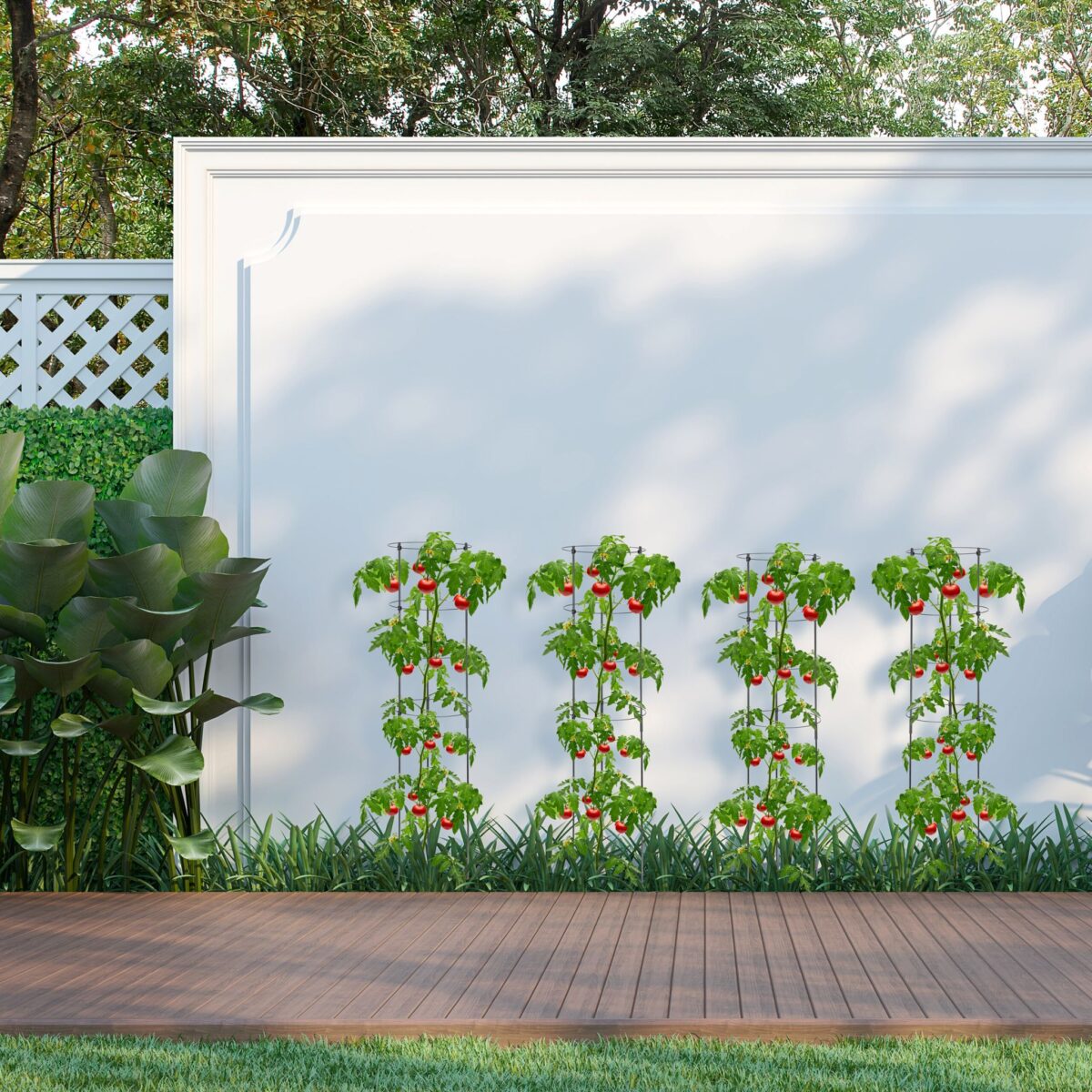 Set 5 spaliere pentru plante cataratoare si rosii, fier/plastic, Relaxdays, 120 x 28 cm, negru - imagine 3