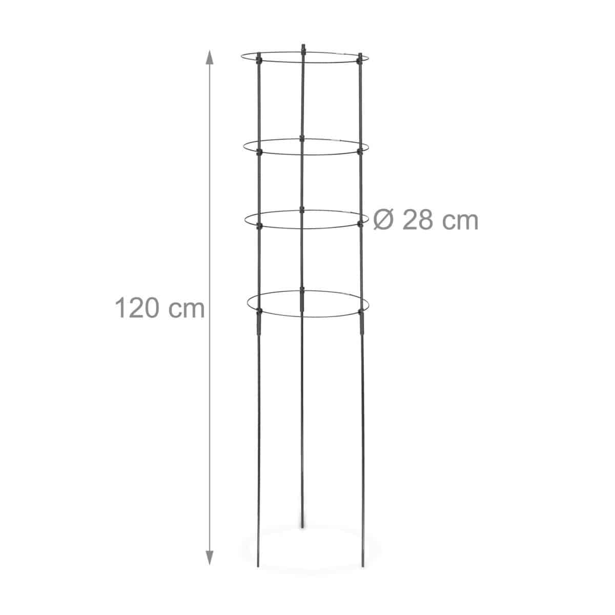 Set 5 spaliere pentru plante cataratoare si rosii, fier/plastic, Relaxdays, 120 x 28 cm, negru - imagine 2