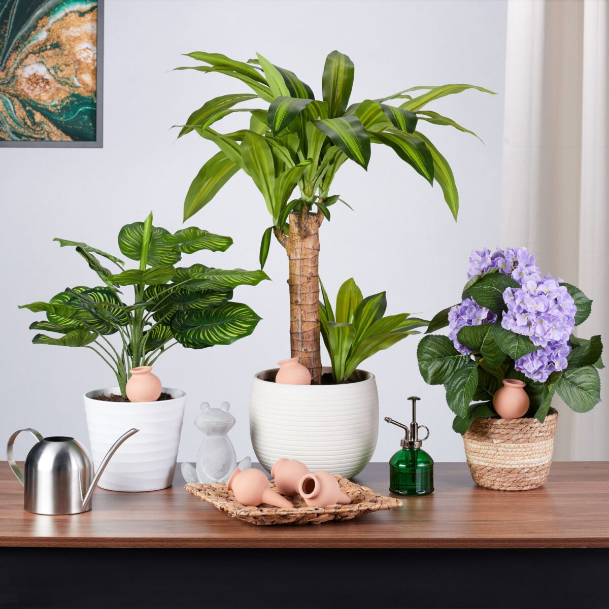 Set 6 conuri mari, de lut, pentru irigatii plante, 12 x 6 cm, natur - imagine 5