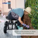 Scaun mobil de gradina/atelier, cu spatiu de depozitare si maner de transport, scaun cu inaltime reglabila, max. 150 kg, negru - imagine 7