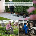 Scaun mobil de gradina/atelier, cu spatiu de depozitare si maner de transport, scaun cu inaltime reglabila, max. 150 kg, negru - imagine 3