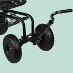 Scaun mobil de gradina/atelier, cu spatiu de depozitare si maner de transport, scaun cu inaltime reglabila, max. 150 kg, negru - imagine 2