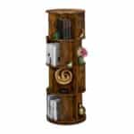 Bilbioteca rotativa, 4 rafturi, cu design modern, maro vintage, din lemn, 137 x 50 cm