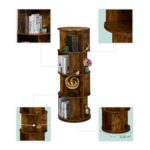 Bilbioteca rotativa, 4 rafturi, cu design modern, maro vintage, din lemn, 137 x 50 cm - imagine 5