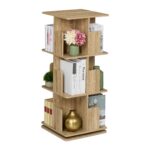 Bilbioteca rotativa, cu design modern, din lemn, natur, 95 x 39 x 39 cm