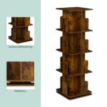 Bilbioteca rotativa, 4 rafturi, cu design modern, maro vintage, din lemn, 125,5 x 39 x 39 cm - imagine 2