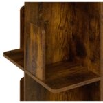 Bilbioteca rotativa, 4 rafturi, cu design modern, maro vintage, din lemn, 125,5 x 39 x 39 cm - imagine 6