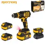 Autofiletanta 21V, cu 2 acumulatori de 3 Ah, incarcator, cu reductor, mandrina 0,8-10 mm, Rotor
