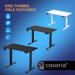 Birou gaming cu inaltime reglabila, display LCD, ghidaje pentru cablu, suporturi pentru pahare si casti,110x60x73-118cm, negru - imagine 2
