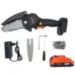 Mini fierastrau cu lant, acumulator de 2 Ah, incarcator, accesorii incluse, Stromo