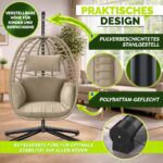 Leagan cu picior tip ou bej Tillvex, din poliratan, pliabil, husă pentru exterior, sustinere 150 kg - imagine 6