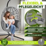 Leagan cu picior tip cuib Tillvex, din poliratan, pliabil, husă pentru exterior, sustinere 150 kg, gri - imagine 5