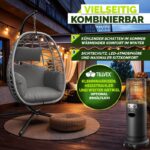 Leagan cu picior tip cuib Tillvex, din poliratan, pliabil, husă pentru exterior, sustinere 150 kg, gri - imagine 2