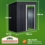 Magazie depozitare pentru gradina, Gardebruk®, usa glisanta, tabla de otel galvanizat, 185x165x90cm - imagine 2