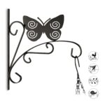 Suport ghivece suspendat, din fier, negru, 30 x 27,5 x 2 cm