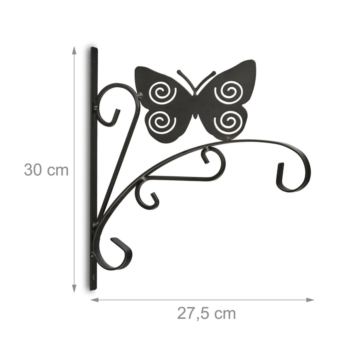 Suport ghivece suspendat, din fier, negru, 30 x 27,5 x 2 cm - imagine 4