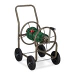 Carucior pentru furtun de gradina, metal, maro